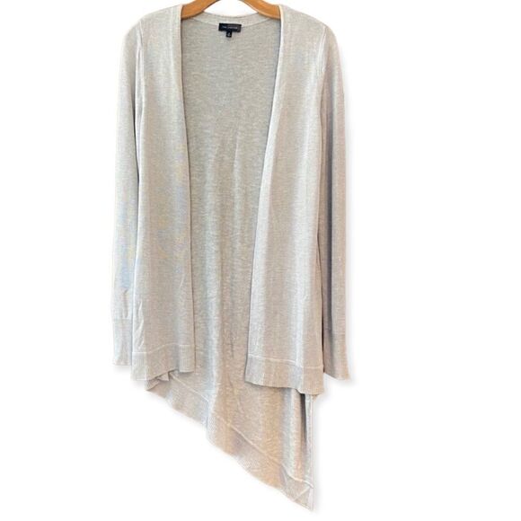 Limited Sz S Gray Rayon Relaxed Fit Knit Asymmetrical Sweater Cardigan - Picture 1 of 10